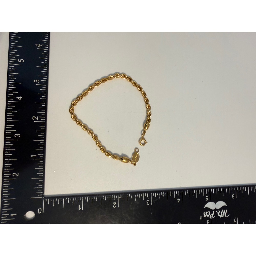 Napier Gold Tone Rope Chain Bracelet Vintage Twisted Link 7.5 Inch Jewelry